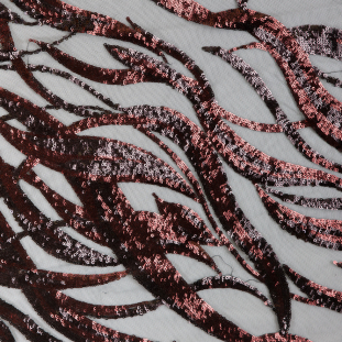 Burgundy/Black Sequin Leaves on Nylon Netting