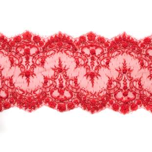 Red Fancy Beaded Lace Trimming - 8
