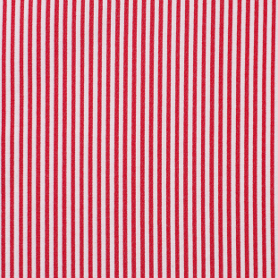 Red and Ivory Striped Poly-Cotton Blend