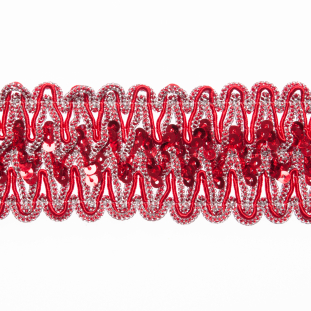 1.75 Metallic Red Sequin Braid Trimming