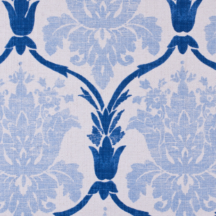 Blue Grand Floral Print Cotton-Blend Woven