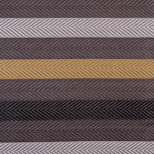 Taupe and Gold Herringbone Stripes Poly Brocade