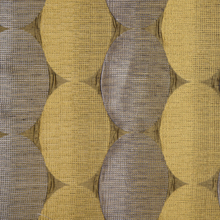 Chartreuse/Brown Rows of Ovals Textured Jacquard