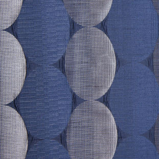 Blue/Silver Rows of Ovals Textured Jacquard