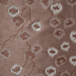 Taupe and Silver Soft Floral Satiny Brocade