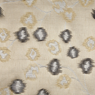 Gold and Black Soft Floral Satiny Brocade