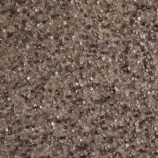 Beige/Silver Sequin Beaded Polyester Mesh