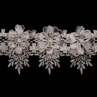 5 3D Silver Floral Lace Trim