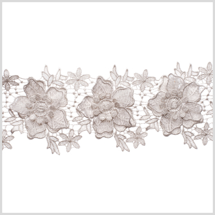 4 3D Metallic Silver Floral Lace Trim