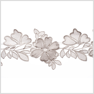 5 3D Metallic Silver Floral Lace Trim