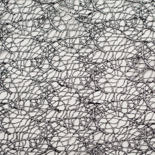 Metallic Black and Silver Web Couture Guipure Lace Fabric