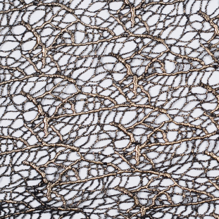 Metallic Black and Gold "Web" Couture Guipure Lace Fabric