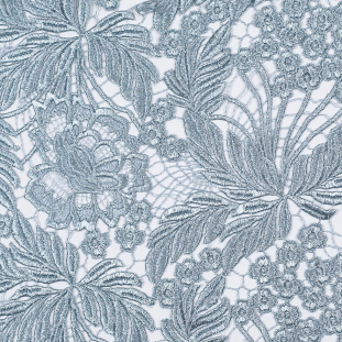 Exquisite Pearl Blue Floral Couture Guipure Lace Fabric