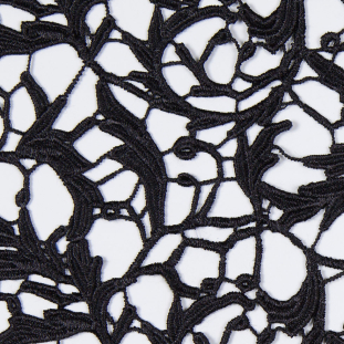 Metallic Black Scrollwork Couture Guipure Lace Fabric