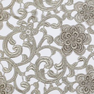Metallic Gold Couture Dimensional Floral Guipure Lace Fabric