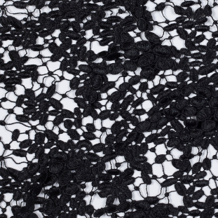 Metallic Black "Ovals" Couture Guipure Lace Fabric