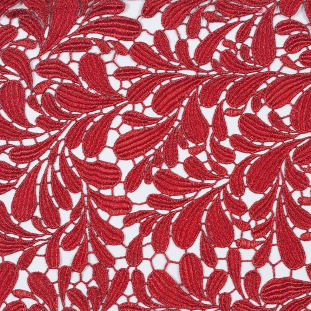 Metallic Red "Paisleys" Couture Guipure Lace Fabric