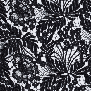 Exquisite Black Floral Couture Guipure Lace Fabric