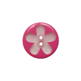Italian Pink Floral Plastic Button - 24L/15mm