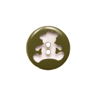 Italian Green Teddy Bear Plastic Button - 24L/15mm