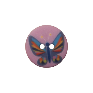 Italian Purple Butterfly Plastic Button - 24L/15mm