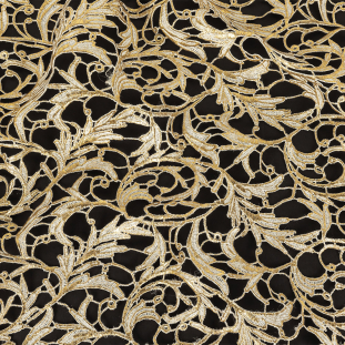 Metallic Glamour Gold Foiled Scrollwork Guipure Lace with Finished Edges