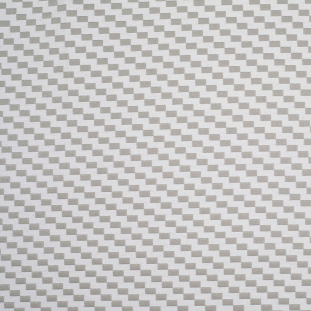 Fog and Pristine White Checkered Cotton Woven