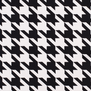 Black/White Houndstooth Stretch Cotton Woven