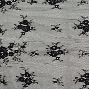 Black Nylon Floral Lace Fabric