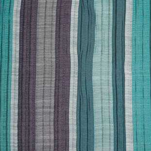 Indian Aqua/Purple Striped Poly/Cotton Brocade