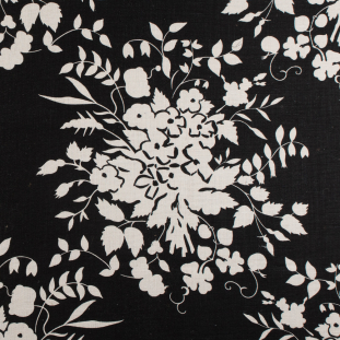 Ralph Lauren Black and Egret Floral Linen Canvas