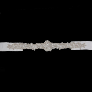 2.5 Silver/White Beaded Rhinestone Bridal Belt
