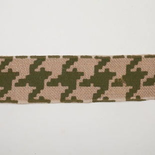 2.5 Olive Green Jute Houndstooth Woven Trim