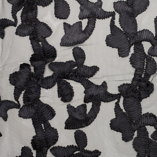 Black Ribbon Embroidered Netting