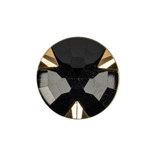 Black/Gold Rhinestone Button - 36L/23mm
