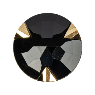 Black/Gold Rhinestone Button - 44L/28mm