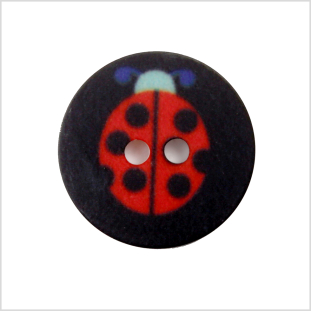 Black Kids Ladybug Button - 24L/15mm