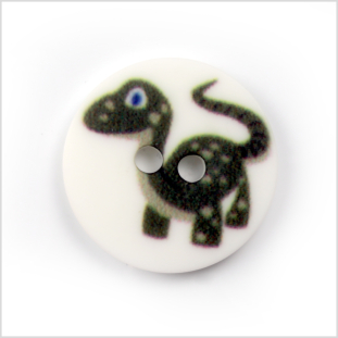 White Kids Dinosaur Button - 24L/15mm