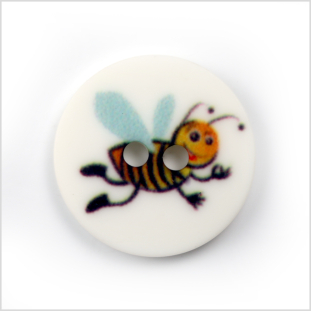 White Kids Bumblebee Button - 24L/15mm