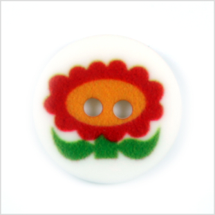 White Kids Flower Button - 24L/15mm