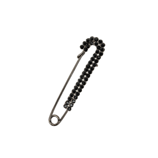 Gunmetal/Black Diamond Studded Safety Pin