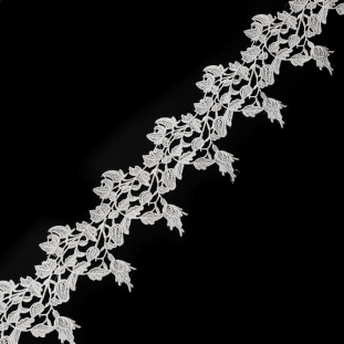 Metallic Silver Floral Guipure Lace Trim - 3.5