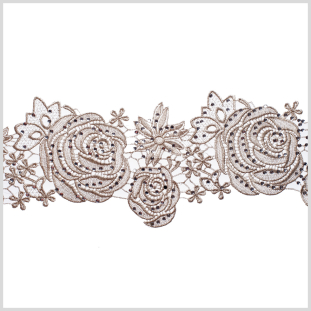 5.5 Metallic Silver Beaded Floral Lace Trim