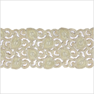 4.75 Metallic Gold Leafy Floral Embroidered Trim