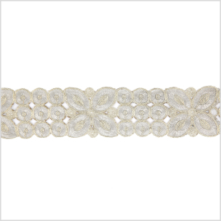 2.5 Metallic Silver/Gold Floral Embroidered Trim