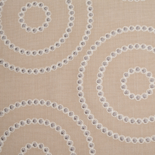 Flax Embroidered Circles Polyester Woven