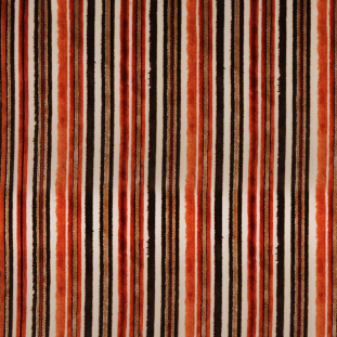 Orange Laser-Cut Striped Polyester Velvet