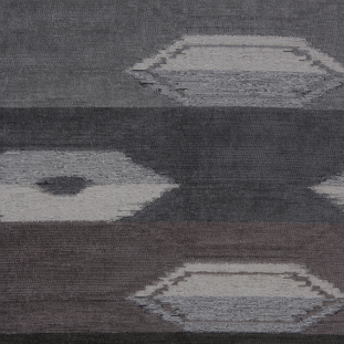 Smoke Geometric Cut Polyester Blended Velvet