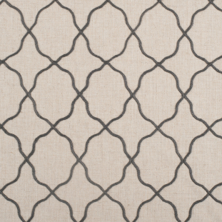 Graphite Moroccan Embroidered Linen-Like Poly Blend
