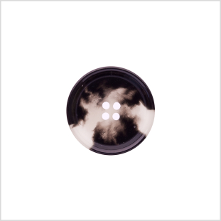 Italian Shiny Black/White Rimmed 4-Hole Button - 36L/23mm